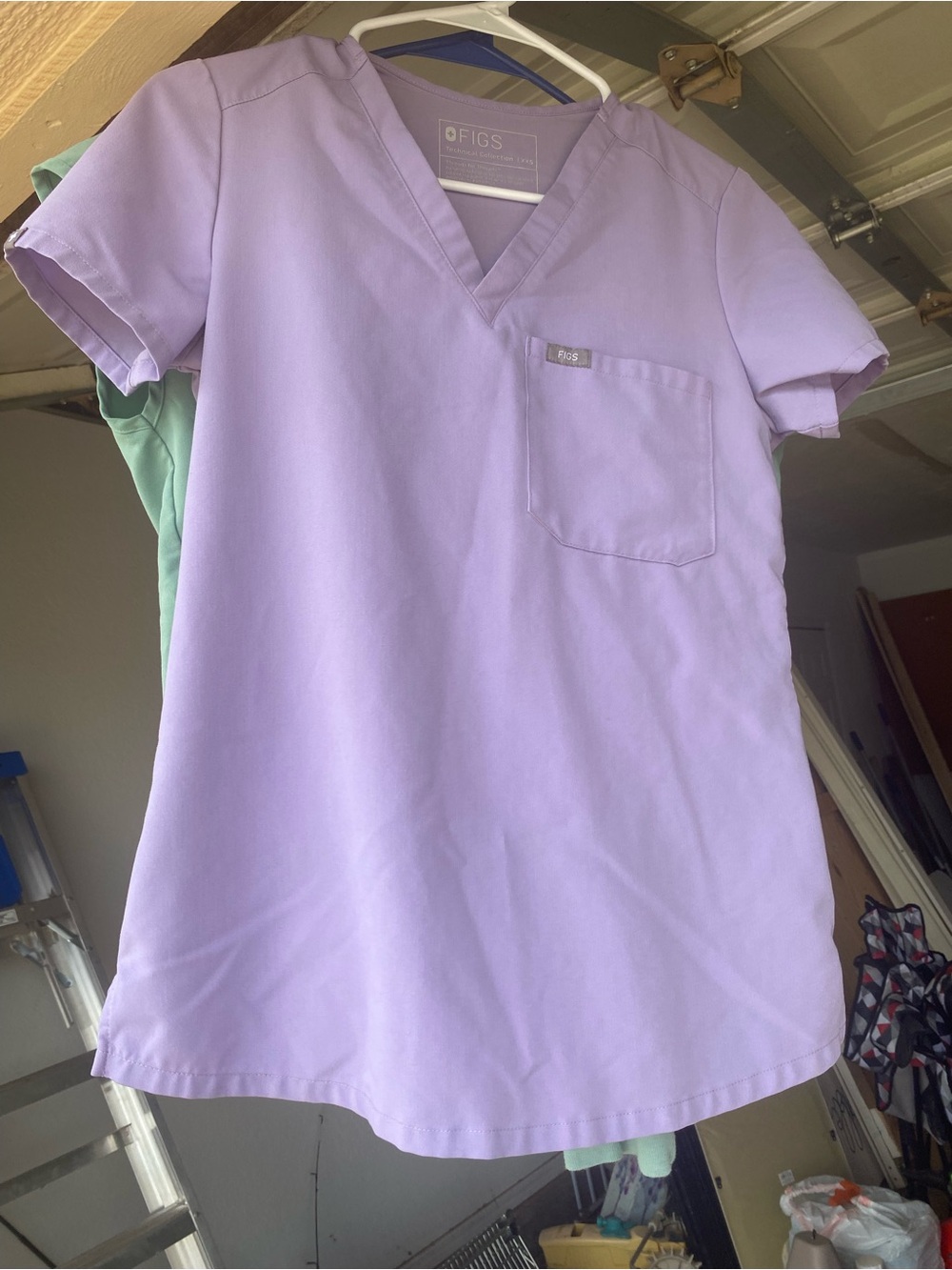 Figs Lavender V-Neck Scrub Top with Chest Pocket